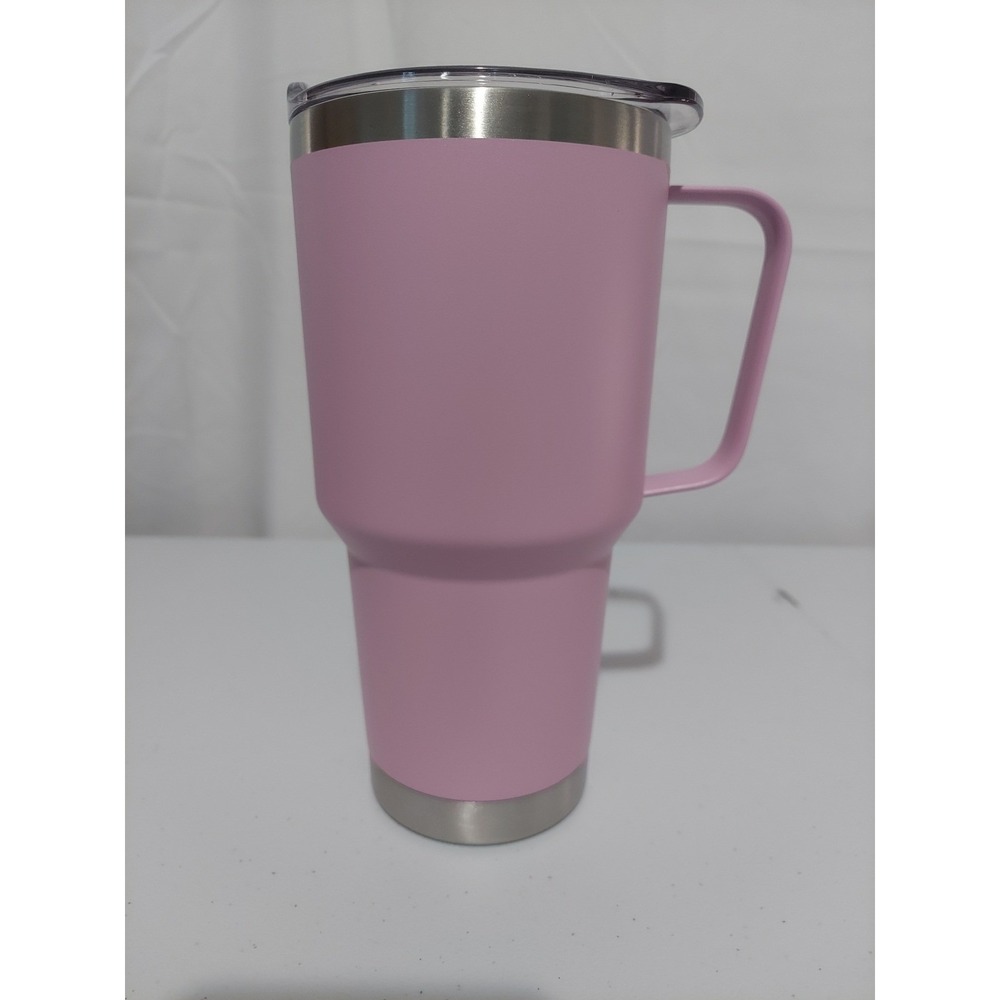 Koodee 30oz Stainless Steel Insulated‎ Tumbler with Handle Straw Pink